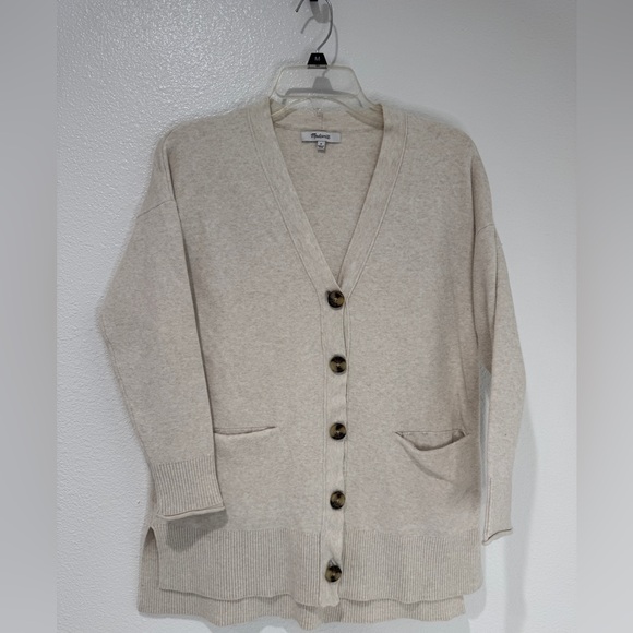Madewell Womens Sz Small Button Front Light Cotton Blend Cardigan Knit Oatmeal - Picture 1 of 6